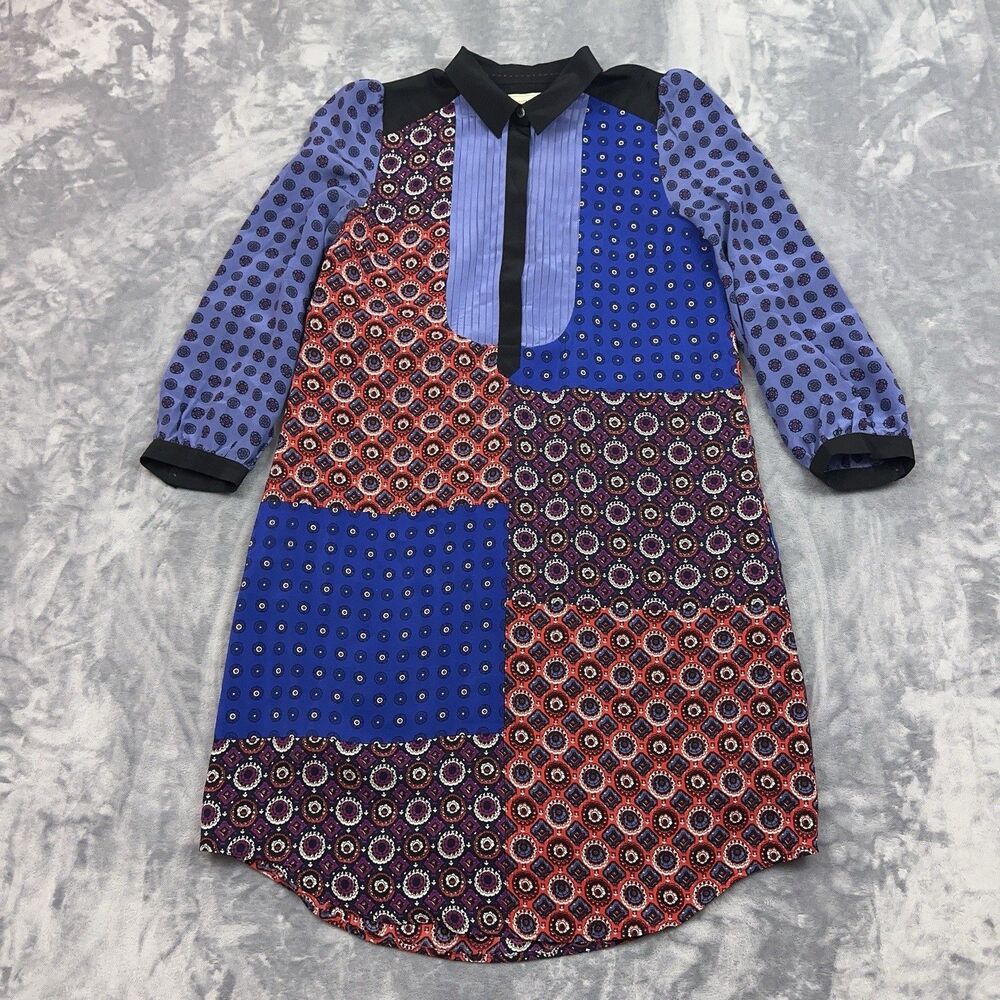 Anthropologie Moulinette Souers Shirt Dress Size XS Patchwork Silk Foulard Tunic